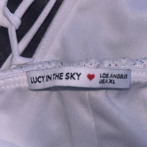 Lucy in the Sky Shimmer Long Sleeve Dress in White - Picture 6 of 6